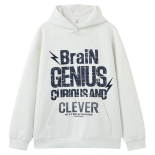 快鱼男士连帽美式字母卫衣2026春季新款潮流外套落肩袖宽松上衣