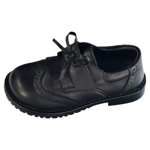 贝然女童校园真皮皮鞋黑色白色演出鞋子软底女宝女孩软底小黑单鞋