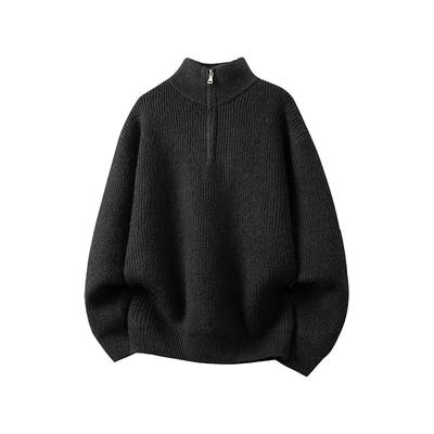 基础款纯色半拉链立领针织衫