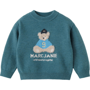 马克珍妮男童滑雪小熊软糯针织毛衣宝宝针织衫2025秋冬新款551850