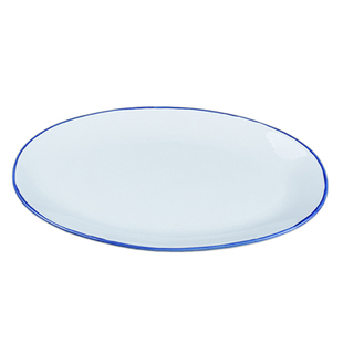 蓝边陶瓷椭圆形鱼盘家用蒸鱼盘子大号碟子景德镇菜盘商用酒店餐具