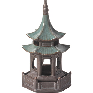 陶瓷迷你小香炉袖珍六角亭盘香炉家用室内小号香薰炉禅意熏香摆件