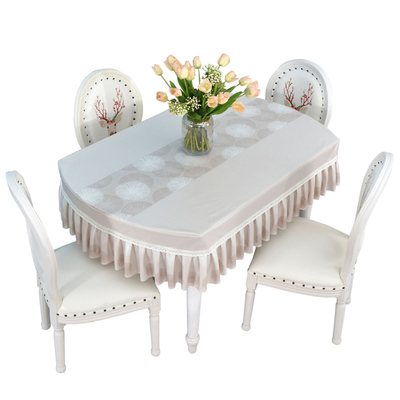 防水防油简约风椭圆形伸缩桌桌布