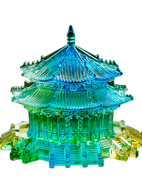 琉璃中式宫殿建筑模型桌面摆件