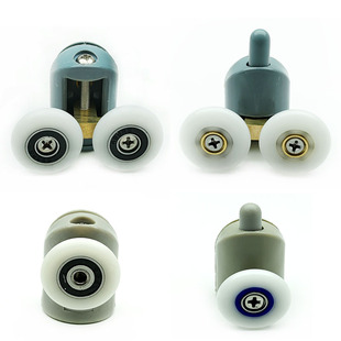 老式淋浴房圆弧滑轮浴室玻璃平推拉移门上下双滚轮旧款单轨道轮子