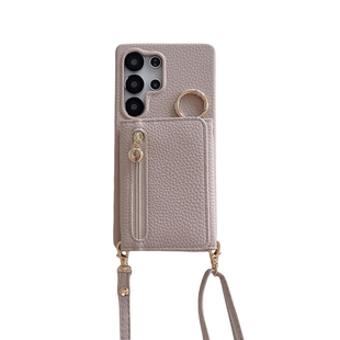 带挂绳卡包适用三星s25ultra手机壳新款卡位s23plus+肩带斜挎s22utral卡套A55零钱包A54斜背A35背带24U小挎包