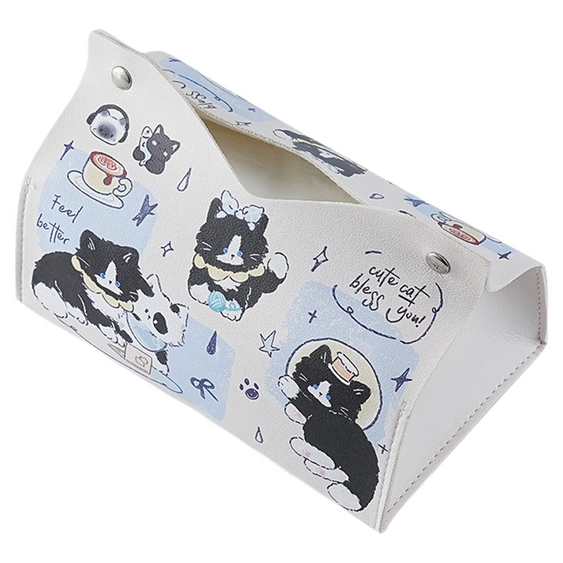 可爱搞怪猫纸巾盒家用客厅创意抽纸盒轻奢皮质高级感餐巾纸收纳盒