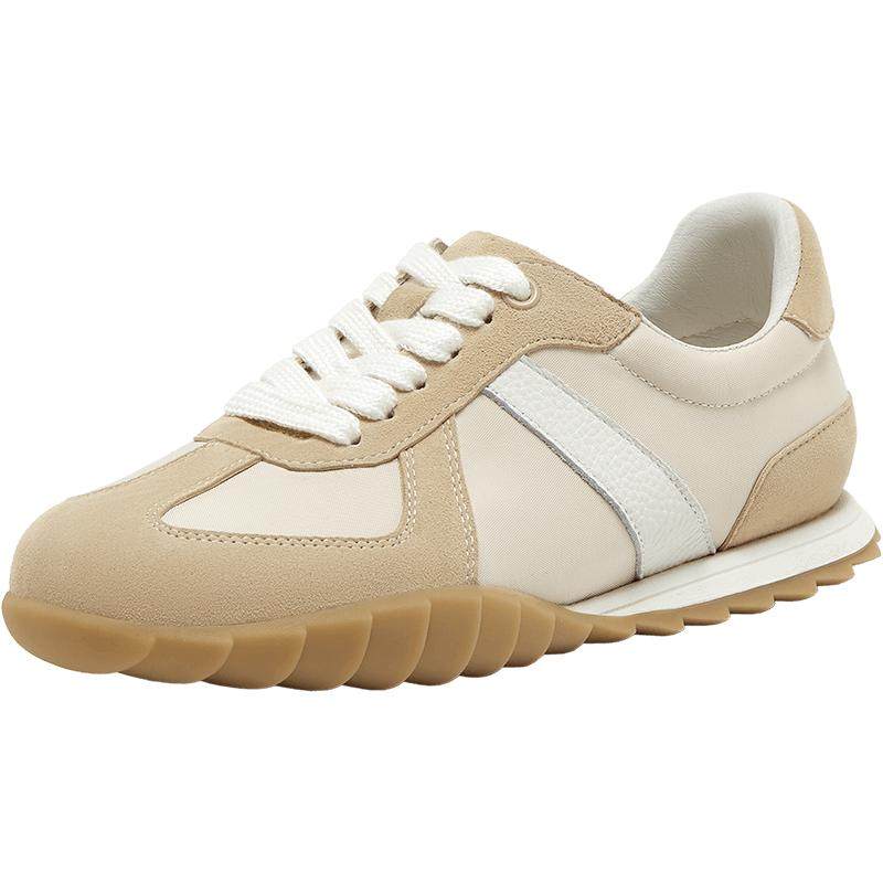 SKAP圣伽步草莓糖2025秋冬季新款女款红色复古软底拼色德训阿甘鞋