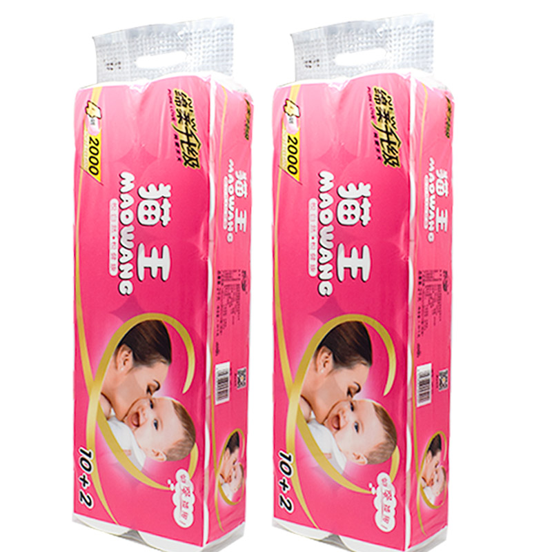 猫王2000克卫生纸卷纸妇婴适用家庭装5层加厚不易破实芯12卷装