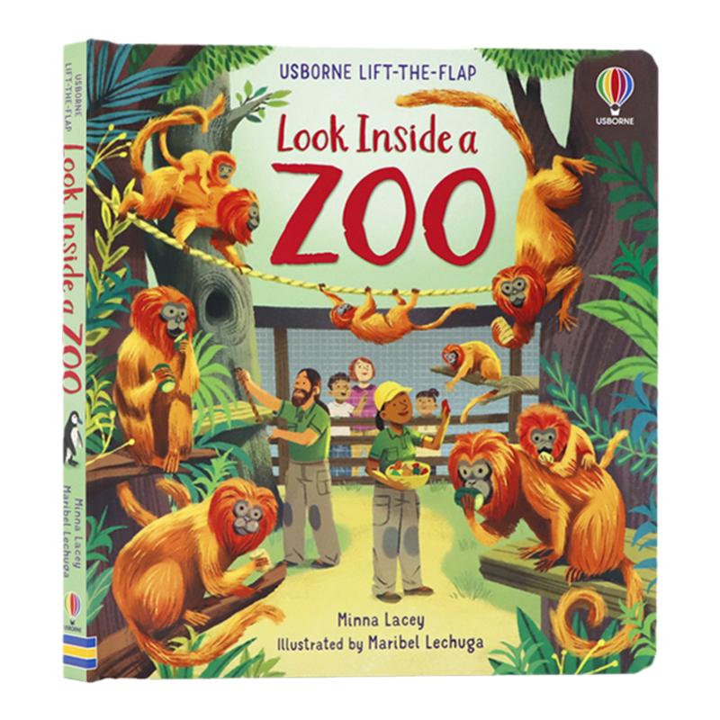 Usborne偷偷看里面系列动物园Look Inside a Zoo 英文原版绘本 儿童启蒙纸板机关翻翻书 2023年新品早教认知洞洞书6-9岁