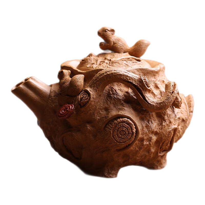 宜兴紫砂手抓壶松鼠灵芝供春带盖