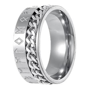 维京文字可转动戒指男款钛钢小众高级感男士潮流痞帅指环男生食指