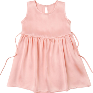 滑滑的女童真丝素绉缎面连衣裙儿童桑蚕丝背心裙小女孩宝宝公主裙