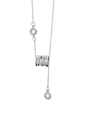 S999足银独特设计转运珠镶钻项链女轻奢小众清新慵懒风锁骨链闺蜜