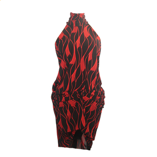 ZS新款拉丁舞斜肩连衣裙 成人女美背舞蹈练习恰恰伦巴练功服 L601