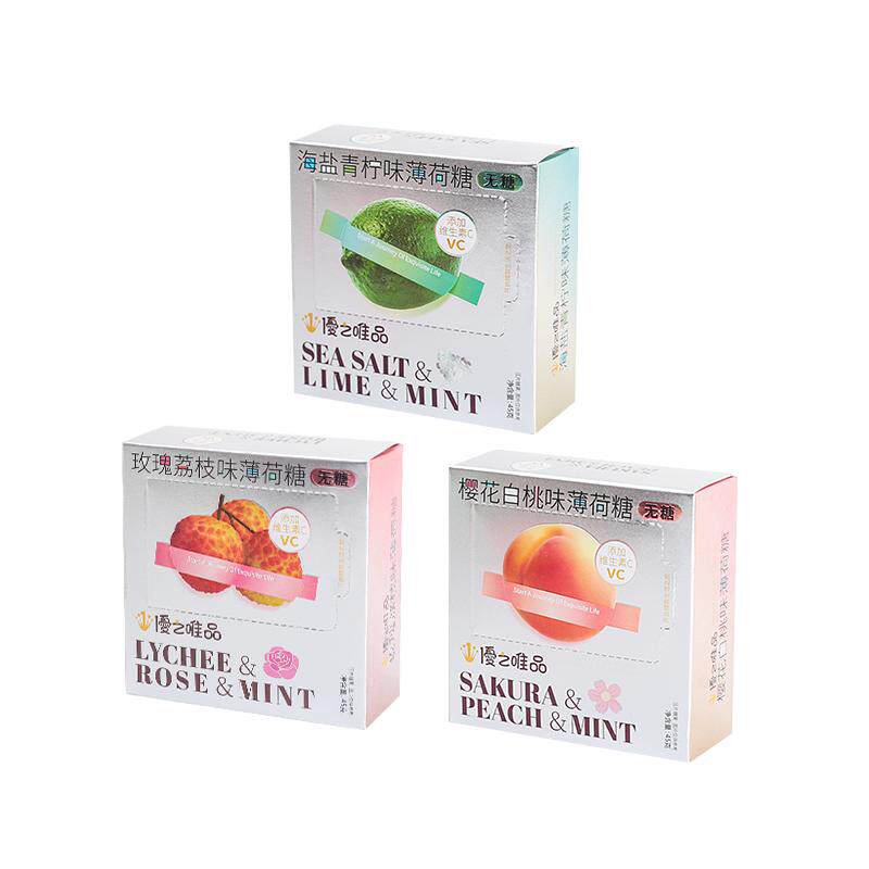 无糖薄荷糖樱花白桃玫瑰荔枝味
