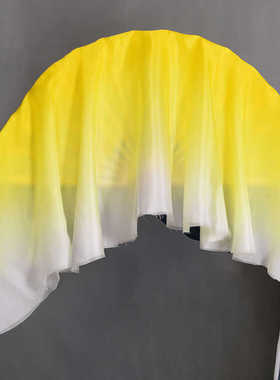 真丝舞蹈扇子加长双面黄色渐变跳舞扇古典舞广场舞道具秧歌舞绸扇