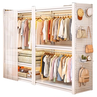 开放式洞洞板金属收纳柜子卧室出租房货架衣柜简易组装落地置物架