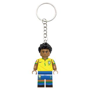 钥匙扣书包挂件足球明星C罗梅西贝利马拉多纳姆巴佩积木人仔玩具