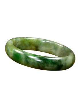 紫润轩和田玉浅糖聚翠手镯且末料