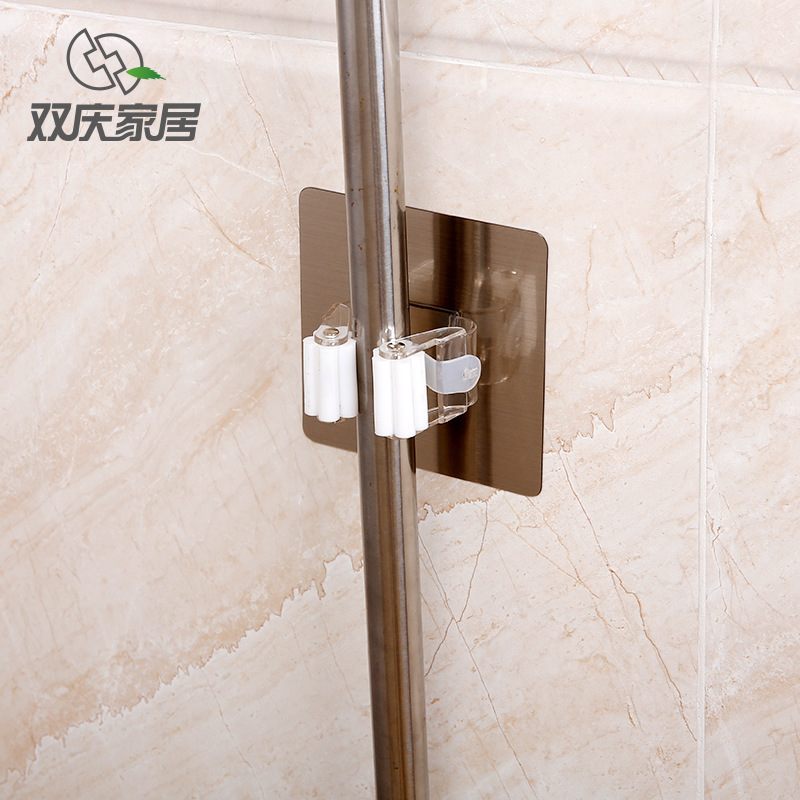 双庆无痕贴吸盘卫生间夹免扫把浴室架拖把挂钩打孔多功能