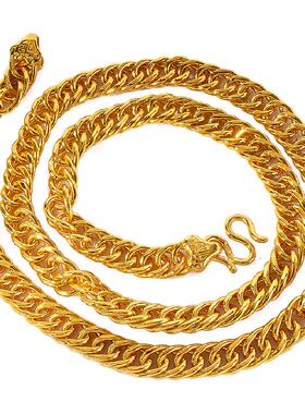 金包银古巴项链福字扣马鞭老板链