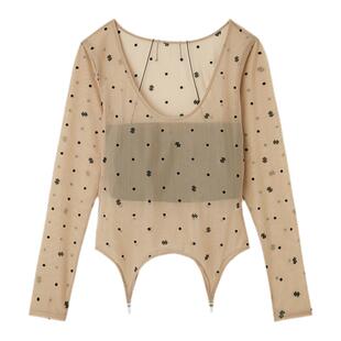 LILY BROWN秋冬款透视波点圆领叠穿两件套打底衫LLCT244505