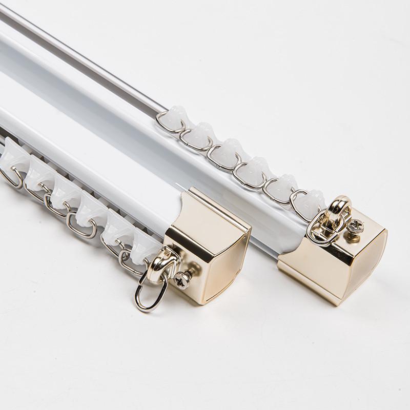 窗帘轨道滑轮直轨重型加厚静音窗帘盒双轨导轨侧顶装窗帘杆子配件