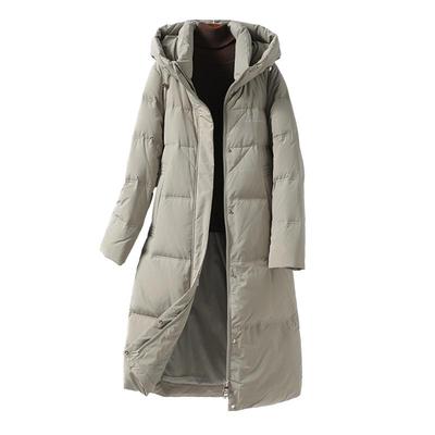 中长款羽绒服连帽加厚气质白鸭绒