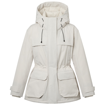 【宋佳明星同款】Hazzys哈吉斯宽松羽绒服女冬季鹅绒保暖连帽外套