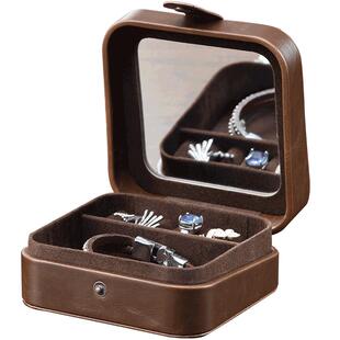 欧式简约复古旅行便携首饰盒皮古风小号耳环耳钉饰品项链收纳盒子