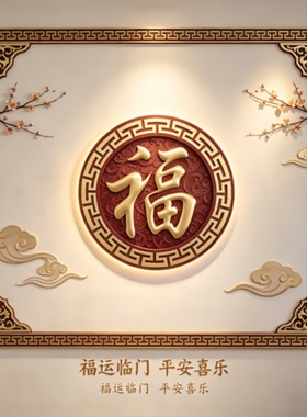 A树脂影壁墙福字套装砖雕福字仿古中式院墙庭院农村迎门照壁墙装