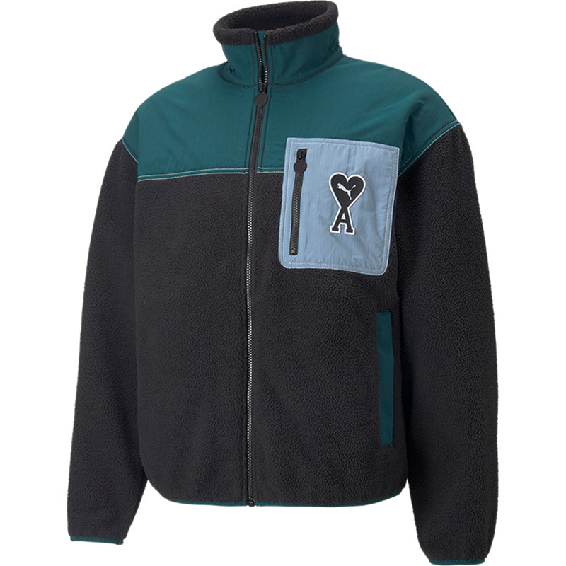 Puma/彪马正品男款拼色爱心Logo羊羔绒夹克绒感外套535998-01