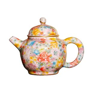 自慢堂粉彩重工满绘手绘釉中彩万花茶壶主人杯茶杯手工景德镇茶具