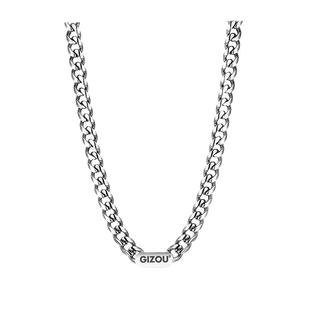 GIZOU原创邓为同款古巴项链男钛钢潮流痞帅高级感美式百搭卫衣链