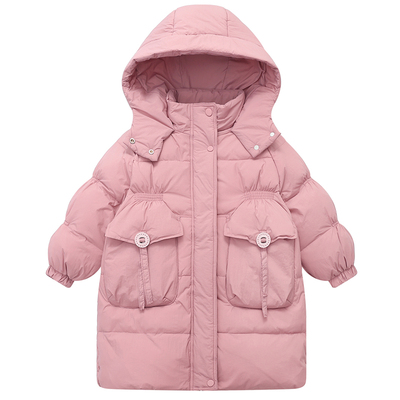 女童白鸭绒中长款羽绒服