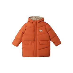 青蛙王子童装男童中长款羽绒服冬装新款儿童衣服男孩立领连帽外套