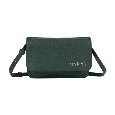 【24期免息】MARNI 2026春夏新品牛皮革缝线LOGO小号斜挎包