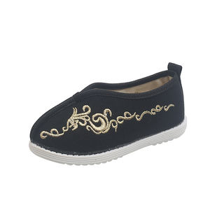 春秋新款儿童汉服鞋中国风男童绣花鞋古风男孩布鞋女童古装演出鞋