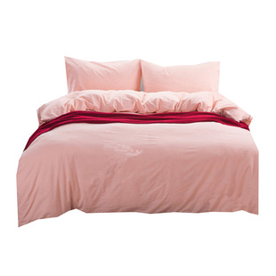 纯棉水洗棉四件套  全棉纯色水洗棉 天竺棉简约床笠床单款4件套