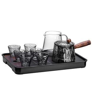 茶水分离茶壶泡茶家用高档侧把壶高硼硅玻璃壶耐高温围炉煮茶套装