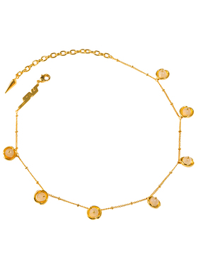 盐岛荷露白玛瑙七珠choker项链小众高级感叠戴锁骨颈链原创金色女