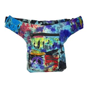 Hippie waist bag嬉皮腰包手工扎染拼接反战标中性胸包男斜挎包女
