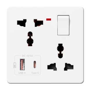 国际电工86型多功能一开六孔墙壁家用插座带开关暗装八孔十孔面板