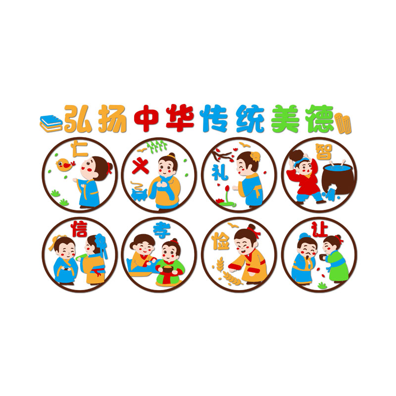 中华传统美德文化墙贴