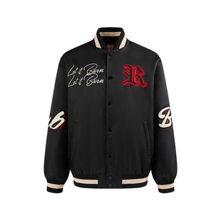 REDCHARCOAL红炭黑色刺绣棒球夹克男秋季新款美式棒球服薄款外套