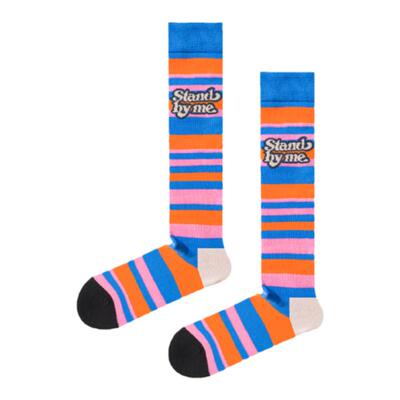 彩虹袜小腿袜条纹字母美式长筒袜