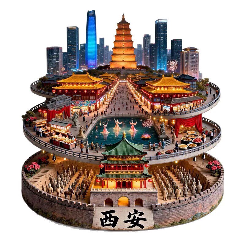 西安文创冰箱贴2026新款金属浮雕磁贴陕西兵马俑旅游纪念品伴手礼