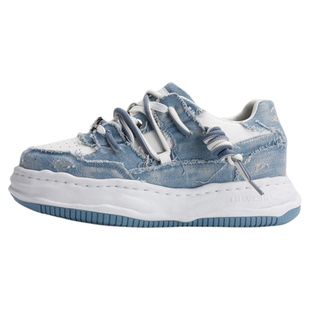 RELAXURSELF四季百搭水洗牛仔低帮增高鞋运动潮鞋潮流休闲情侣鞋