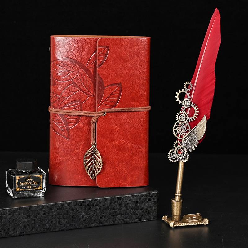 复古机械羽毛笔套装蘸水笔学生笔记本创意礼盒套装礼品商务送老师